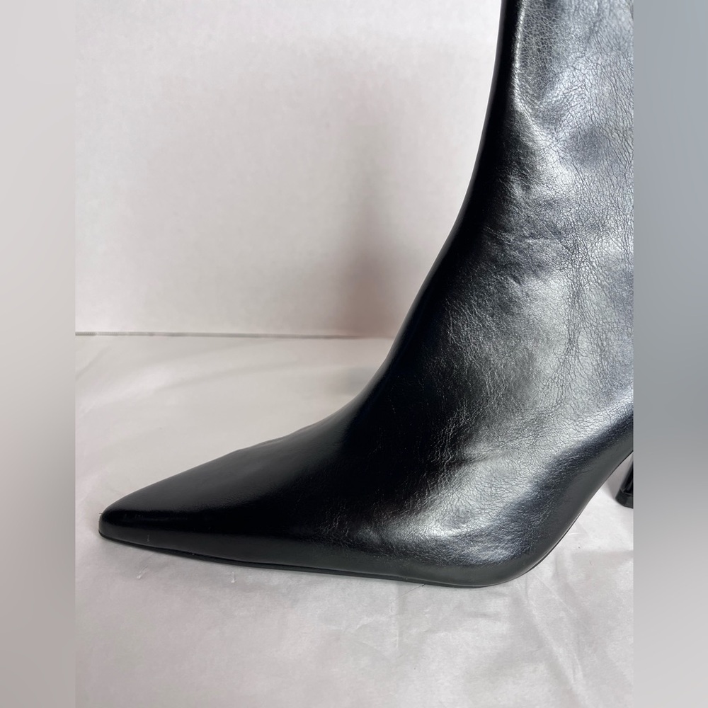 Women's Zara Black Faux Leather Pointed Toe Ankle Boots - Picture 3 of 15